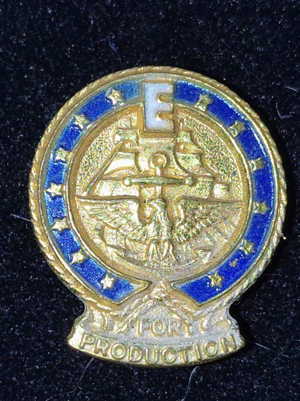 WWII U.S. Navy “E” for Production Award Pin • Sterling • Fox Co. Cincinnati